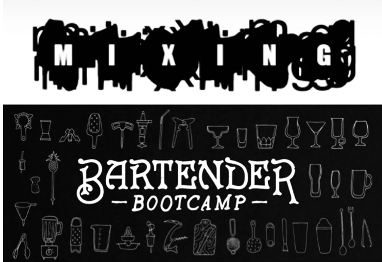 Mixing with Ronnie bartending school logo